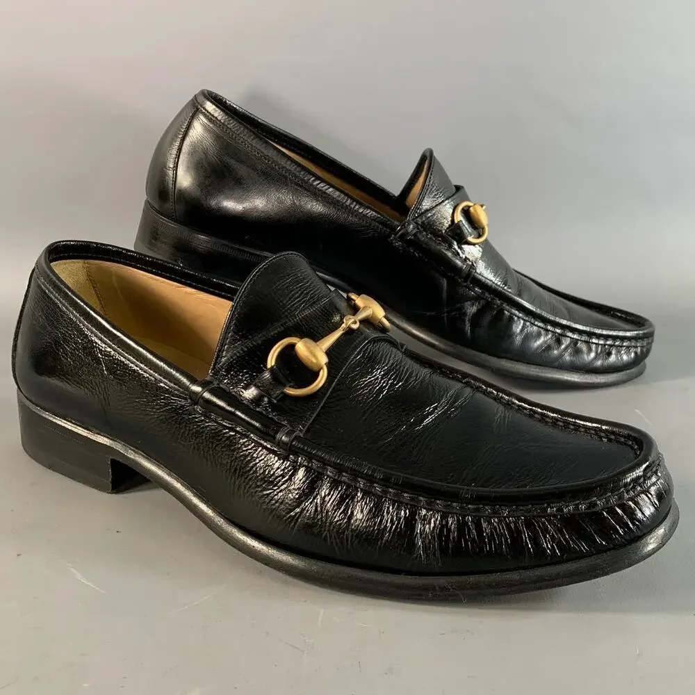 GUCCI Size 9.5 Black 115316 Leather Penny Loafer Loafers